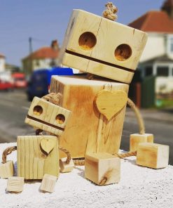 Handmade wooden robots - Custom Initial